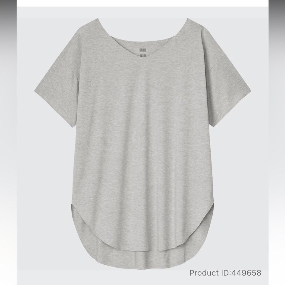 Uniqlo Airism Short Sleeve V-Neck Tunic Top, Gray, size XXL - Picture 7 of 12